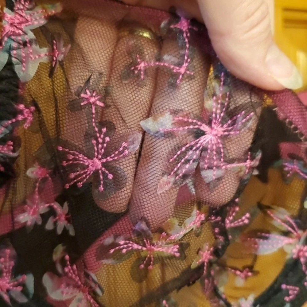 Savage X Fenty Semi Sheer 3D Floral‎ Underwire Pink And Black Bra
